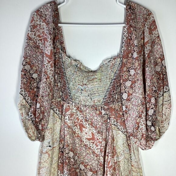 Free People Lovesick Lace Up Boho Smocked Mini Dress - Picture 9 of 15